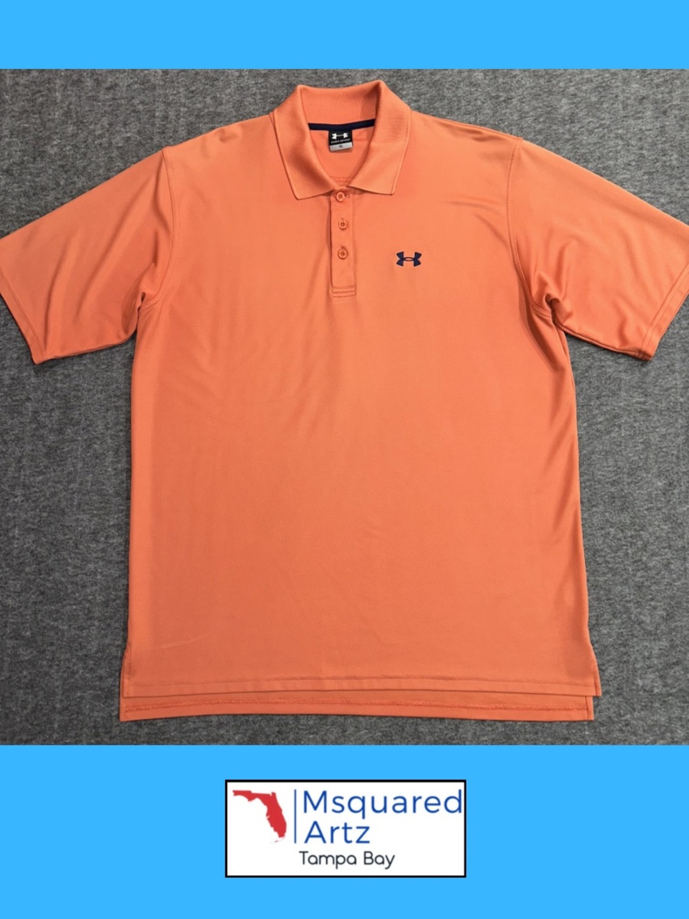 Under Armour Orange HeatGear Polo Shirt Mens XL Golf Athletic Casual